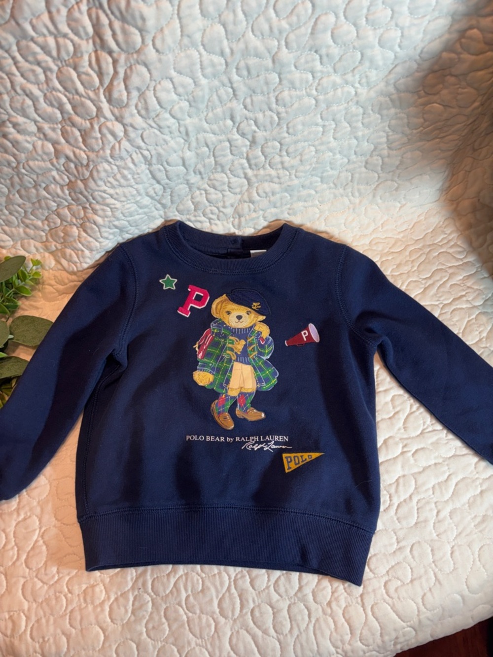 Ralph Lauren Navy Polo Bear Graphic Crewneck Sweatshirt - Kids